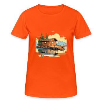 Gift for sauna fans sauna lovers with humor - Women's Breathable T-Shirt - neon orange - Front - AI Model Female 172 dark (172cm)