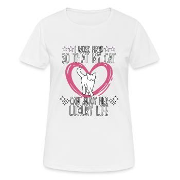 Chat drôle disant propriétaire de chat motif de - T-shirt respirant Femme - blanc - Devant - AI Model Female 172 dark (172cm)