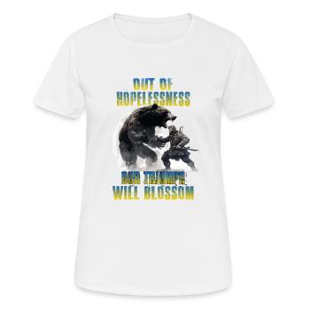 Ukraine T soutien soldats Ukraine Stand with - T-shirt respirant Femme - blanc - Devant - AI Model Female 172 dark (172cm)