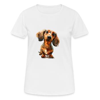 Drôle de teckel T de promenade pour les - T-shirt respirant Femme - blanc - Devant - AI Model Female 172 dark (172cm)