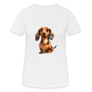 Drôle de teckel T de promenade pour les - T-shirt respirant Femme - blanc - Devant - AI Model Female 172 dark (172cm)