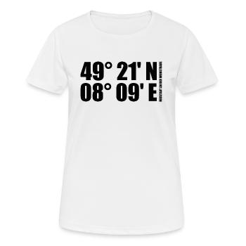 Neustadt an der Weinstraße Koordinaten - Frauen T-Shirt atmungsaktiv - Weiß - Vorne - AI Model Female 172 dark (172cm)