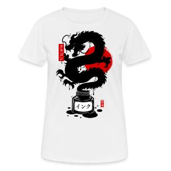 Encre dragon japonais noir - T-shirt respirant Femme - blanc - Devant - AI Model Female 172 dark (172cm)
