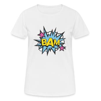 Bam! Motif cool adapté aux enfants et aux adultes! - T-shirt respirant Femme - blanc - Devant - AI Model Female 172 dark (172cm)