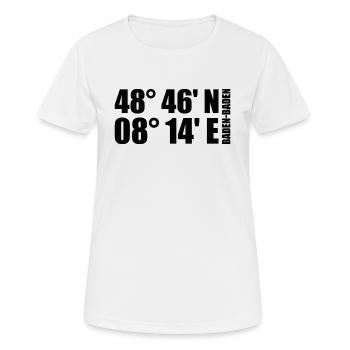 Baden-Baden Koordinaten - Frauen T-Shirt atmungsaktiv - Weiß - Vorne - AI Model Female 172 dark (172cm)