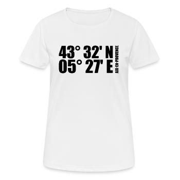 Aix-en-Provence Koordinaten - Frauen T-Shirt atmungsaktiv - Weiß - Vorne - AI Model Female 172 dark (172cm)