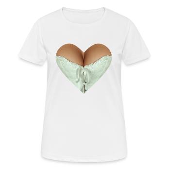 Lustiges Herz - Sexy Titten - Frauen T-Shirt atmungsaktiv - Weiß - Vorne - AI Model Female 172 dark (172cm)
