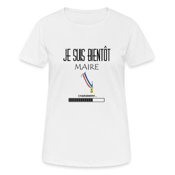 Je suis bientôt maire - T-shirt respirant Femme - blanc - Devant - AI Model Female 172 dark (172cm)
