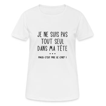 Je suis pas tout seul dans ma tête - T-shirt respirant Femme - blanc - Devant - AI Model Female 172 dark (172cm)