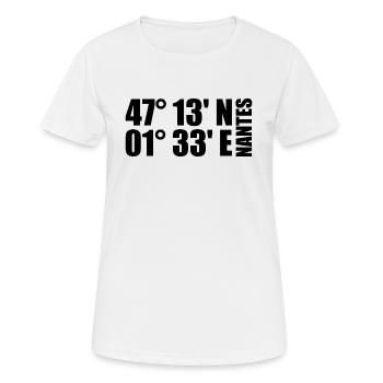 Coordonnées de Nantes - T-shirt respirant Femme - blanc - Devant - AI Model Female 172 dark (172cm)