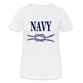 NAVY BLAUE SCHRIFT - Frauen T-Shirt atmungsaktiv - Weiß - Vorne - AI Model Female 172 dark (172cm)