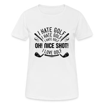 I Hate Golf - Frauen T-Shirt atmungsaktiv - Weiß - Vorne - AI Model Female 172 dark (172cm)