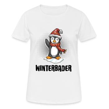 Winterbader Pinguin Eisbader Eisbad - Frauen T-Shirt atmungsaktiv - Weiß - Vorne - AI Model Female 172 dark (172cm)