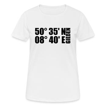 Gießen Koordinaten - Frauen T-Shirt atmungsaktiv - Weiß - Vorne - AI Model Female 172 dark (172cm)