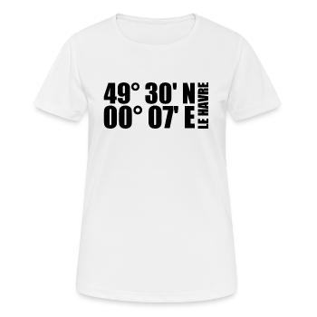 Le Havre Koordinaten - Frauen T-Shirt atmungsaktiv - Weiß - Vorne - AI Model Female 172 dark (172cm)