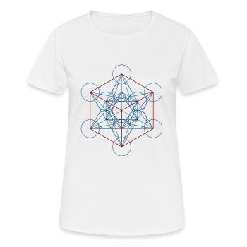 Le cube de Metatron - rouge bleu - T-shirt respirant Femme - blanc - Devant - AI Model Female 172 dark (172cm)