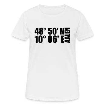 Aalen Koordinaten - Frauen T-Shirt atmungsaktiv - Weiß - Vorne - AI Model Female 172 dark (172cm)