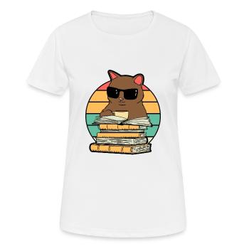 Café pour chat et livres drôles - T-shirt respirant Femme - blanc - Devant - AI Model Female 172 dark (172cm)