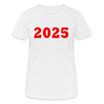 2025 - Frauen T-Shirt atmungsaktiv - Weiß - Vorne - AI Model Female 172 dark (172cm)