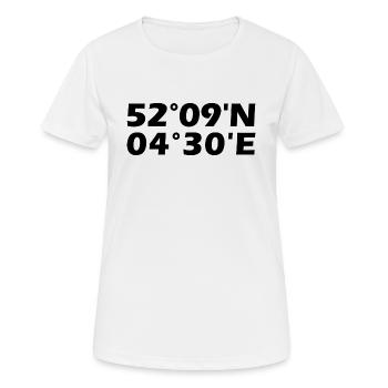 Leiden Koordinaten - Frauen T-Shirt atmungsaktiv - Weiß - Vorne - AI Model Female 172 dark (172cm)
