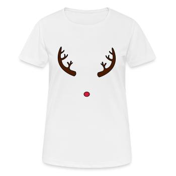les cornes et le nez de renne Rudolph - T-shirt respirant Femme - blanc - Devant - AI Model Female 172 dark (172cm)