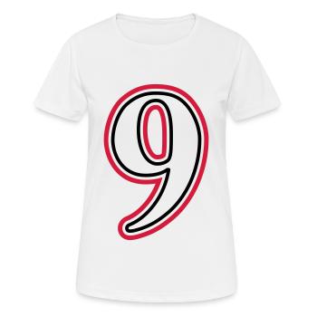 9 Numéro de numéro - T-shirt respirant Femme - blanc - Devant - AI Model Female 172 dark (172cm)