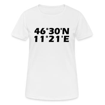 Bozen Koordinaten - Frauen T-Shirt atmungsaktiv - Weiß - Vorne - AI Model Female 172 dark (172cm)