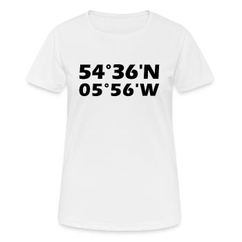 Coordonnées de Belfast - T-shirt respirant Femme - blanc - Devant - AI Model Female 172 dark (172cm)