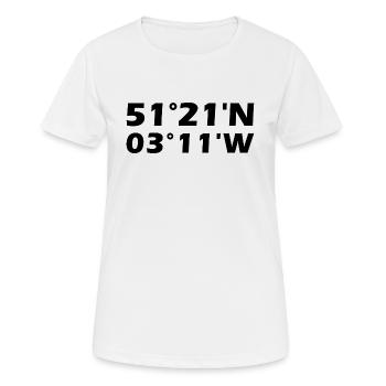 Coordonnées de Cardiff - T-shirt respirant Femme - blanc - Devant - AI Model Female 172 dark (172cm)
