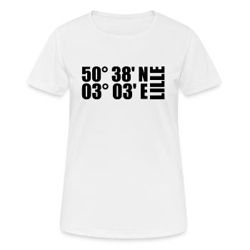 Coordonnées de Lille - T-shirt respirant Femme - blanc - Devant - AI Model Female 172 dark (172cm)