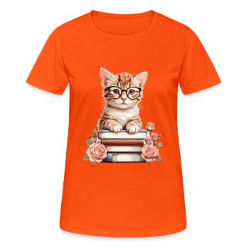 Clever Baby Cat - Women's Breathable T-Shirt - neon orange - Front - AI Model Female 172 dark (172cm)