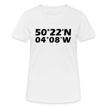 Plymouth Koordinaten - Frauen T-Shirt atmungsaktiv - Weiß - Vorne - AI Model Female 172 dark (172cm)