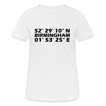 Birmingham Koordinaten - Frauen T-Shirt atmungsaktiv - Weiß - Vorne - AI Model Female 172 dark (172cm)