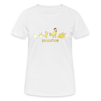 Evolution Oeuf Poulet Rôti Poulet BBQ Barbecue - T-shirt respirant Femme - blanc - Devant - AI Model Female 172 dark (172cm)
