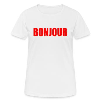 Bonjour - T-shirt respirant Femme - blanc - Devant - AI Model Female 172 dark (172cm)