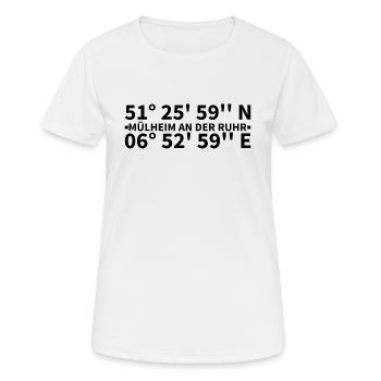 Coordonnées de Mülheim an der Ruhr - T-shirt respirant Femme - blanc - Devant - AI Model Female 172 dark (172cm)