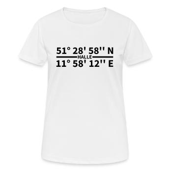 Coordonnées de Halle (Saale) - T-shirt respirant Femme - blanc - Devant - AI Model Female 172 dark (172cm)
