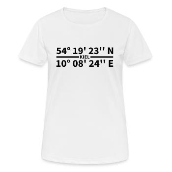 Coordonnées de Kiel - T-shirt respirant Femme - blanc - Devant - AI Model Female 172 dark (172cm)