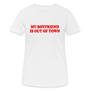 my boyfriend is out of town - T-shirt respirant Femme - blanc - Devant - AI Model Female 172 dark (172cm)