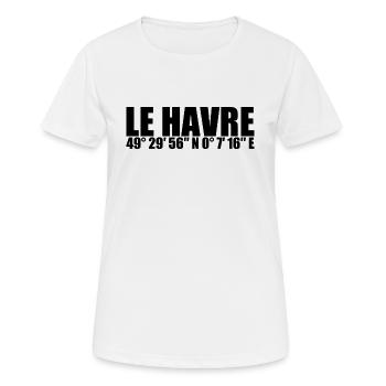 Le Havre Koordinaten - Frauen T-Shirt atmungsaktiv - Weiß - Vorne - AI Model Female 172 dark (172cm)