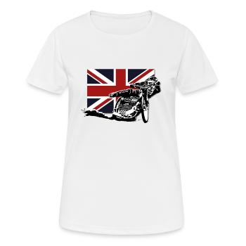 Speedway - Union Jack - Frauen T-Shirt atmungsaktiv - Weiß - Vorne - AI Model Female 172 dark (172cm)