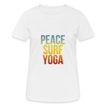 Peace Surf Yoga - Frauen T-Shirt atmungsaktiv - Weiß - Vorne - AI Model Female 172 dark (172cm)