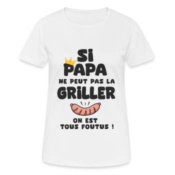 papa roi barbecu cadeau papa fête des pères - T-shirt respirant Femme - blanc - Devant - AI Model Female 172 dark (172cm)