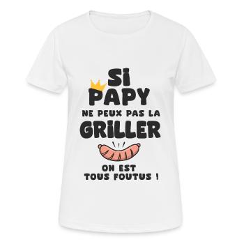 papy roi barbecu cadeau papi fête des pères - T-shirt respirant Femme - blanc - Devant - AI Model Female 172 dark (172cm)