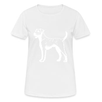 Airedale Terrier Silhouette de chien - T-shirt respirant Femme - blanc - Devant - AI Model Female 172 dark (172cm)