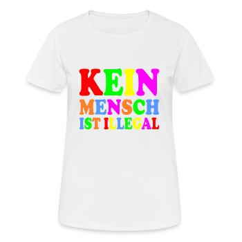 Kein mensch ist illegal - Frauen T-Shirt atmungsaktiv - Weiß - Vorne - AI Model Female 172 dark (172cm)