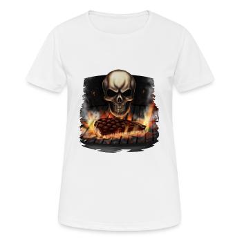 Cadeau de crâne barbecue barbecue viande viande - T-shirt respirant Femme - blanc - Devant - AI Model Female 172 dark (172cm)
