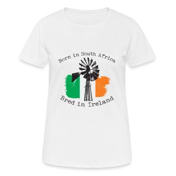 Born in South Africa - Bred in Ireland - Women's Breathable T-Shirt - white - Front - AI Model Female 172 dark (172cm)