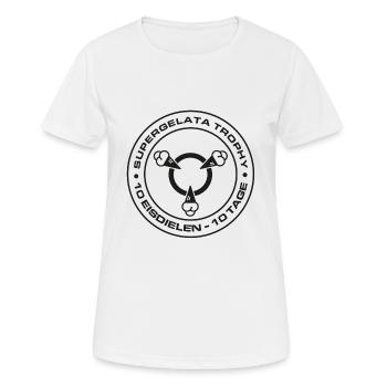 Supergelata Aufkleber - Frauen T-Shirt atmungsaktiv - Weiß - Vorne - AI Model Female 172 dark (172cm)