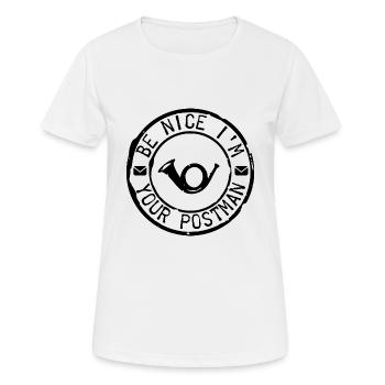 Be Nice I'm Your Postman Postbote Post Zusteller - Frauen T-Shirt atmungsaktiv - Weiß - Vorne - AI Model Female 172 dark (172cm)